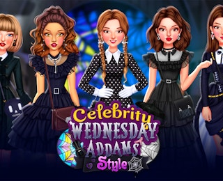 Celebrity Wednesday Addams Dress-Up online game thumbnail
